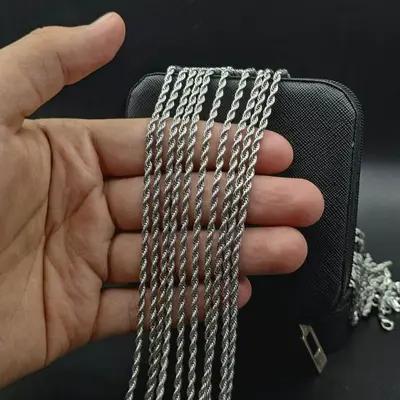 زنجیر استیل طرح طنابی نقره‌ای 50 سانتی‌متری