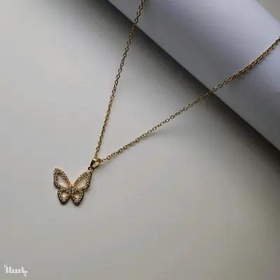 گردنبند نگین دار زنانه طرح پروانه-142630