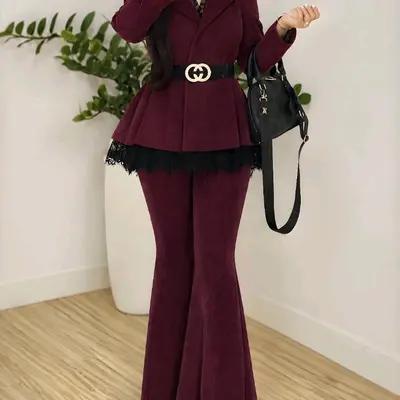 کت شلوار کلوش مجلسی مخمل کبریتی