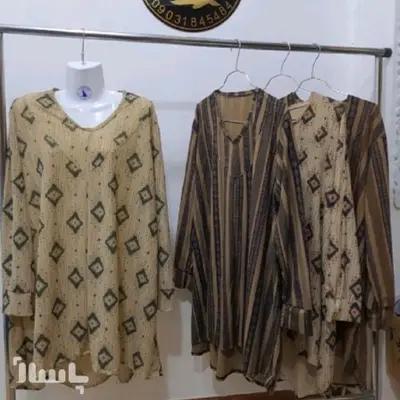 تونیک کریشه زمینه کرم با لوزی سبز-151864