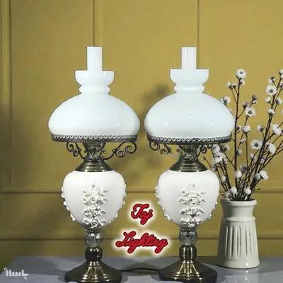 آباژور چراغ رومیزی طرح گل برجسته مدل شینور (جفت)