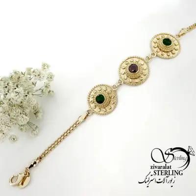 دستبند دایره ای مشابه طلا کیفیت فوق العاده کد 22249