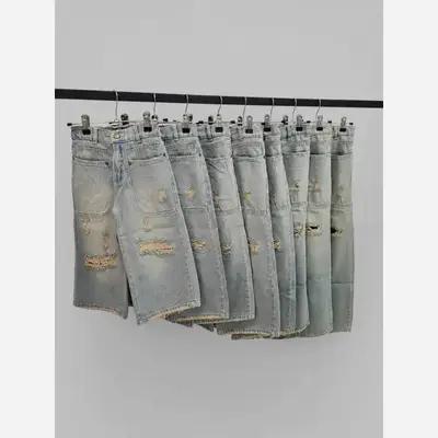 شلوار جین دخترانه واید لگ زاپدار تینت خاکی