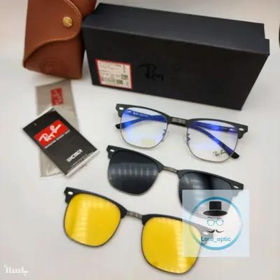 عینک طبی مگنتی با 2 کاور آفتابی رای بن RAY BAN کد 7027