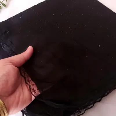 روسری نخی مشکی نگین مشکی و دوردانتل قواره115