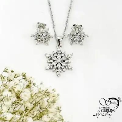 نیمست طرح برفی نگین دار عیار 925 طرح طلا کد 20309