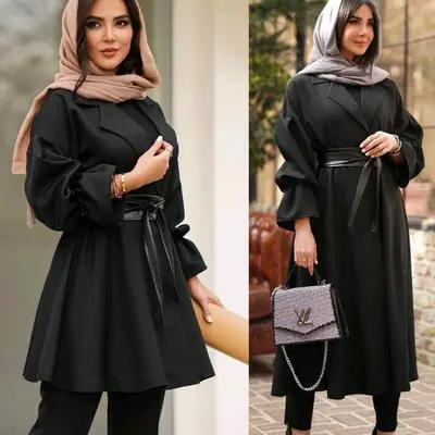 مانتو مجلسی کرپ مدل مانتو کمر چرم بلندو کوتاه