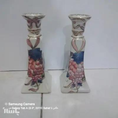جا شمعی چینی قدیمی طرح دوطرفه خوشه انگور کمیاب
