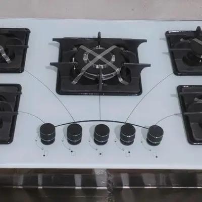 اجاق گاز رومیزی صفحه شیشه سفید توکار ترموکوبل دار مدل m6