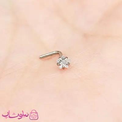 پیرسینگ بینی L مدل نگین ستاره سفید 3 میل کد 56
