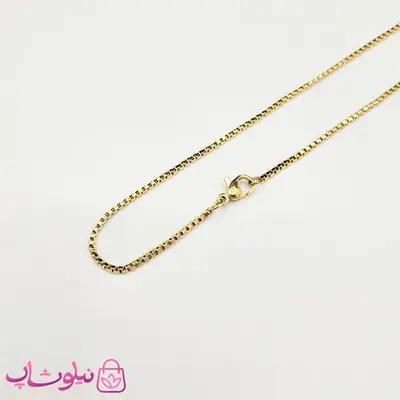 زنجیر زنانه مدل ونیزی ایتالیایی استیل طلایی 45 سانت عرض 1.5 میل