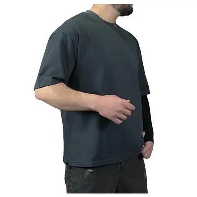 تیشرت آستین کوتاه طوسی طرح ساده-159001