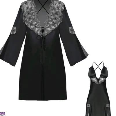 لباس خواب ساتن ترک/ مشکی/ مارک anjel store/ سایز M,L