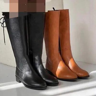 بوت ساق بلند مدل بهار جنس سوگو خارجی پشت بند دار بغل زیپ