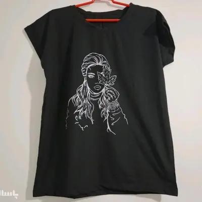 تاپ مشکی نخی خنک طرح دختر