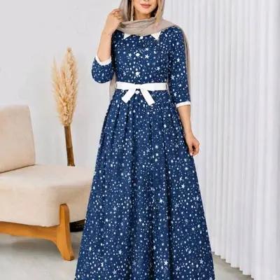 پیراهن ساحلی ستاره پیراهن بلند ساحلی یقه سفید فری سایز تا 48