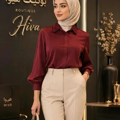 شومیز زرشکی مجلسی ساتن جولیا شیک