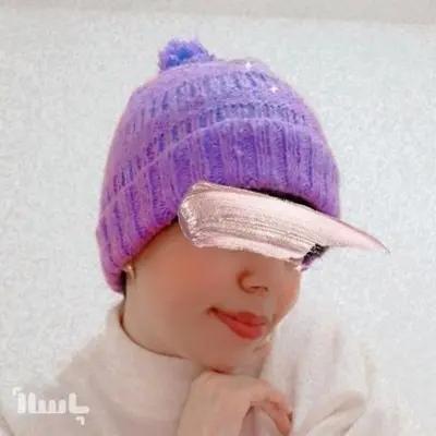 کلاه دستباف اسپرت رنگ بنفش بافته شده با کاموا موهربراق