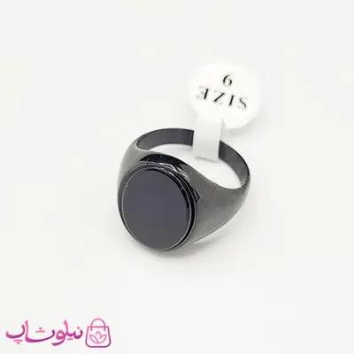 انگشتر مردانه استیل فول مشکی با سنگ دایره ای کیفیت مستر کد 750
