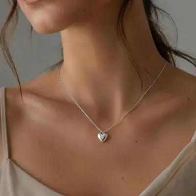 پلاک زنانه قلب نقره ای