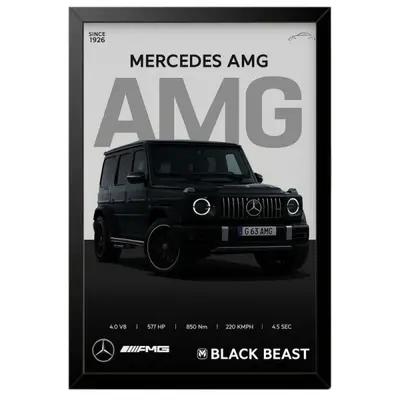 تابلو بکلیت طرح ماشین و خودرو مرسدس بنز Mercedes-Benz G-Class G63 AMG مدل B-po1922 فریم مشکی
