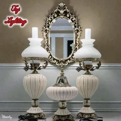 آباژور چراغ رومیزی و کاپ رومیزی مدل نوان (ست سه تیکه)