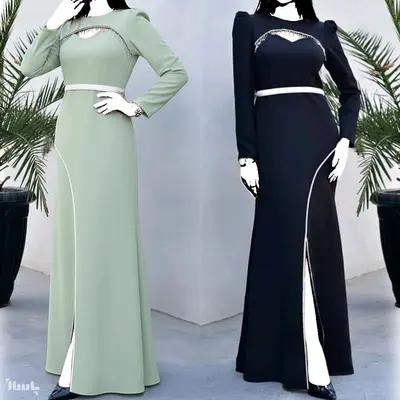لباس مجلسی ماکسی کرپ آستین بلند