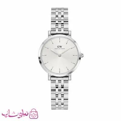 ساعت مچی دنیل ولینگتون زنانه مدل عقربه ای با بند نقره ای و صفحه طوسی کیفیت مستر کد 3700