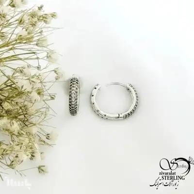 گوشواره کلیپسی نقره 925 عیار فول نگین کد 21334