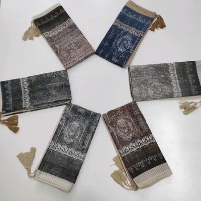 روسری کرپ اسکالر منگوله دار