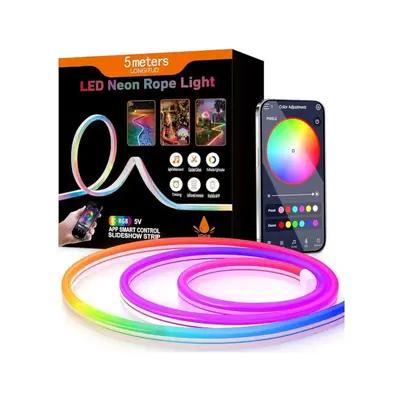 ریسه نئون فلکسی RGB-IC برنامه‌پذیر 5 متری رونده و حساس به صدا