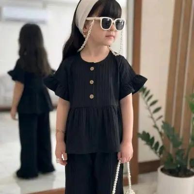 ست شومیز شلوار دخترانه.شومیز شلوار دخترانه.ست دخترانه.مشکی.محرمی