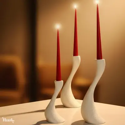 جاشمعی دکوری سه‌شعله مدل انحنای مدرن