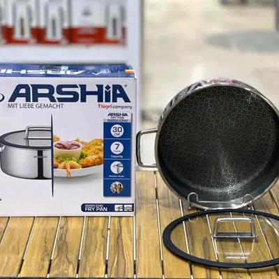 ماهی تابه دو دسته استیل کف لیزری عرشیا سایز 30-152222