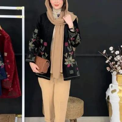 کت مخمل شنل گلدوزی آوا