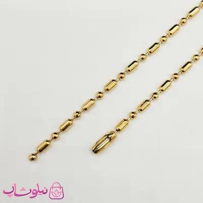 زنجیر مردانه مدل خط نقطه استیل طلایی 60 سانت کد 998