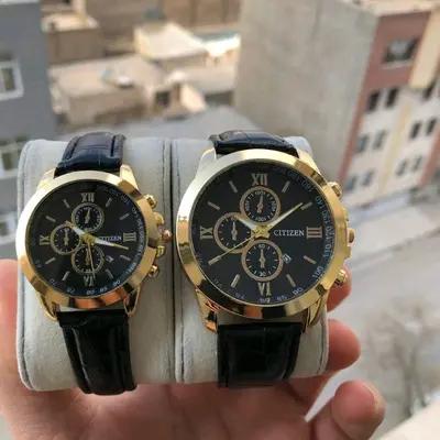 ساعت ست زنانه و مردانه بند چرم مشکی-116968