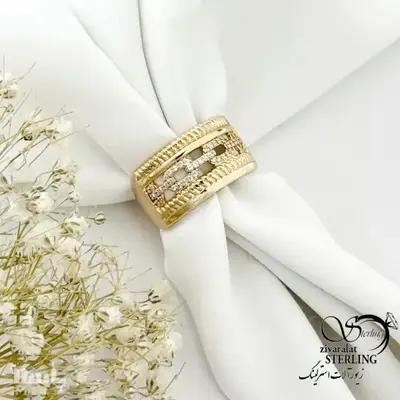 انگشتر مدرن مارک ژوپینگ با روکش آب طلا کد 21742