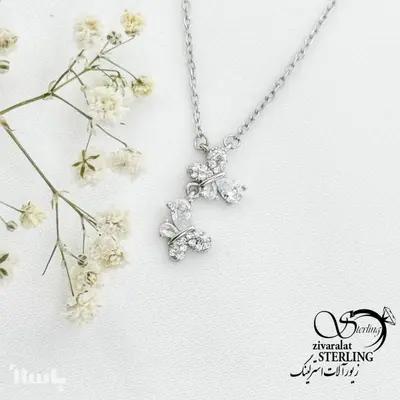 گردنبند نقره ایتالیا آویز گلبرگ کد 15923