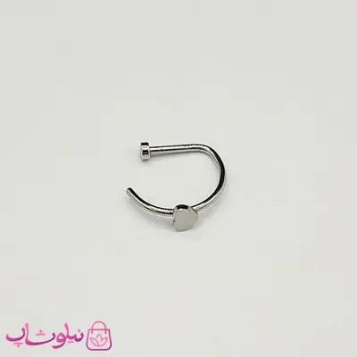 پیرسینگ بینی استیل نقره ای D shape مدل قلب کد 56