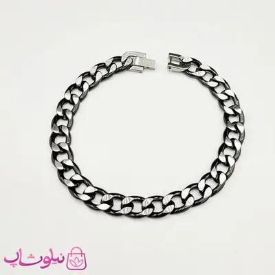دستبند مردانه کارتیه ترکیبی نقره ای مشکی کد 650