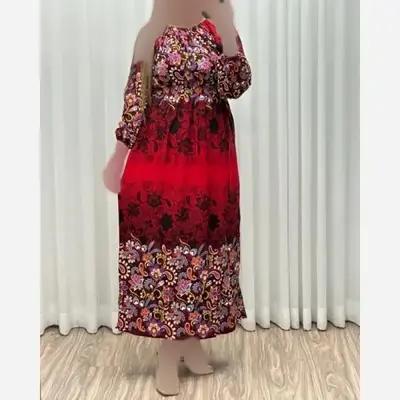 پیراهن ساحلی نخی حاشیه دار فری سایز