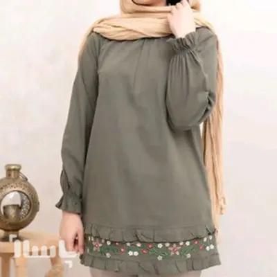 مانتو گلدوزی شده الیاف طبیعی جلوبسته قواره بزرگ