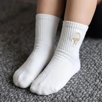 جوراب بچگانه ساق بلند پنبه ای سفید