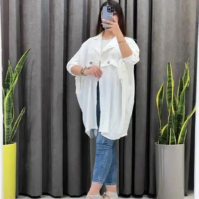 مانتو زنانه ابروبادی دکمه چوبی-158972