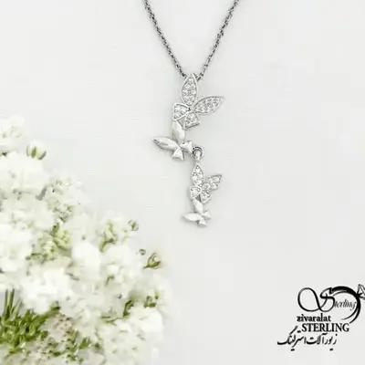 گردنبند پروانه ای نگین دار طرح مدرن کد 22184
