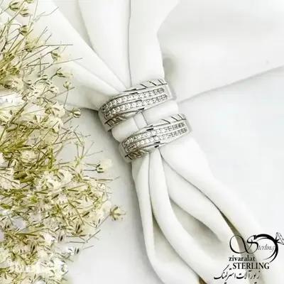 حلقه ست نقره طرح موجدار (ایتالیایی) کد 21175