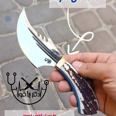 چاقو تیزی خنجری سفارشی کوسه اصل زنجان با غلاف رایگان