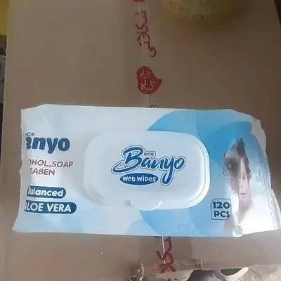 دستمال مرطوب کودک 120 برگی بانیو قیمت روش خورده 145تومن