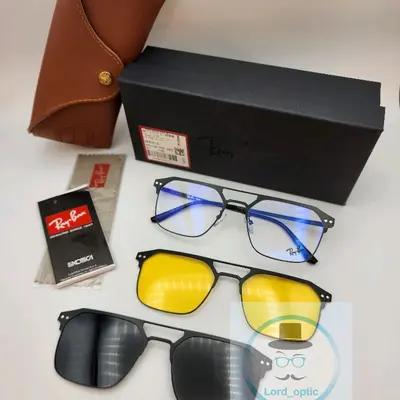 عینک طبی مگنتی با 2 کاور آفتابی و دید در شب رای بن کد 7028 RAY BAN